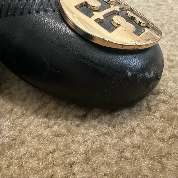 Black Flats with Gold Emblem - Picture 4 of 5